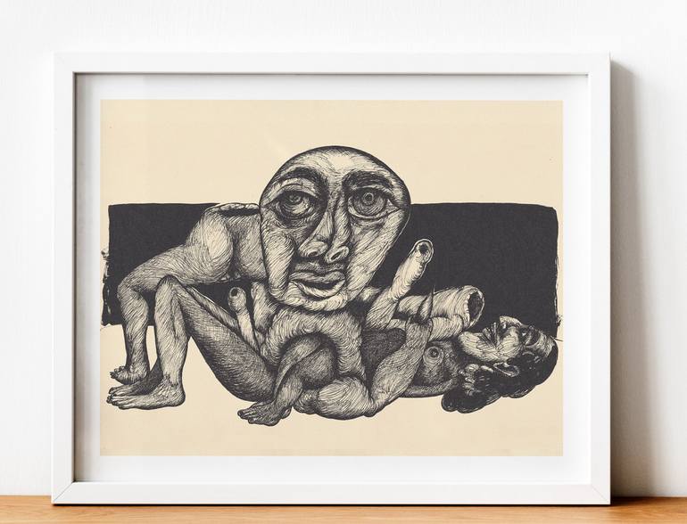 Original Dada Erotic Drawing by Majid Bita