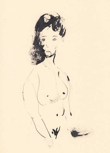 Original Figurative Nude Drawings by Majid Bita