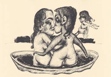 Original Figurative Erotic Drawings by Majid Bita