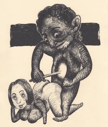 Original Figurative Erotic Drawings by Majid Bita