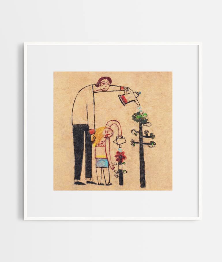 Original Figurative Family Painting by Hanieh Ghashghaei