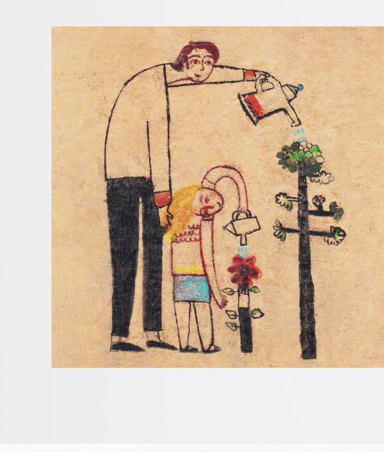 Original Figurative Family Painting by Hanieh Ghashghaei