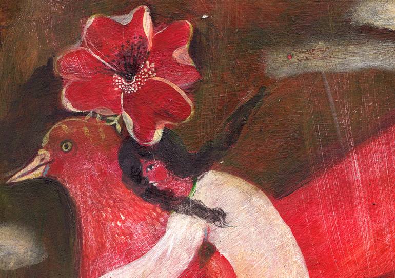 Original Folk Love Painting by Hanieh Ghashghaei