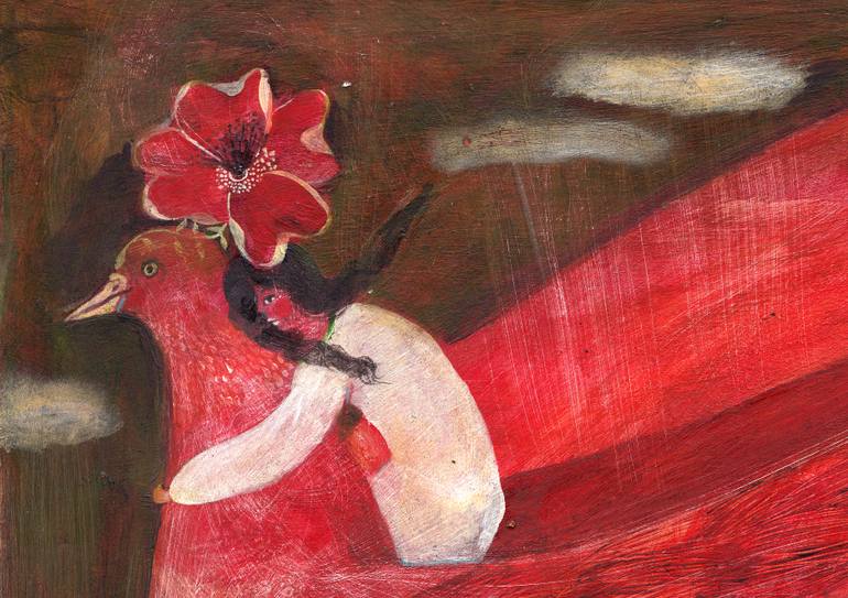 Original Folk Love Painting by Hanieh Ghashghaei