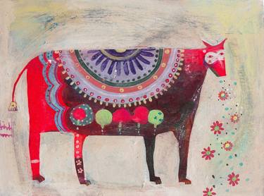 Original Illustration Cows Paintings by Hanieh Ghashghaei