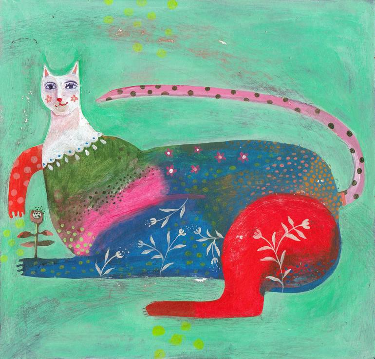 Cat in love Painting by Hanieh Ghashghaei | Saatchi Art