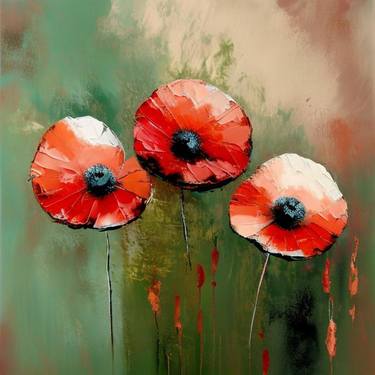 Moody poppy wildflowers field art print thumb