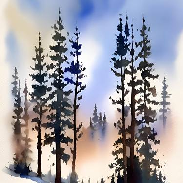 Abstract blue brown forest thumb