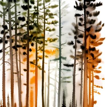 Fall forest watercolor trees art thumb