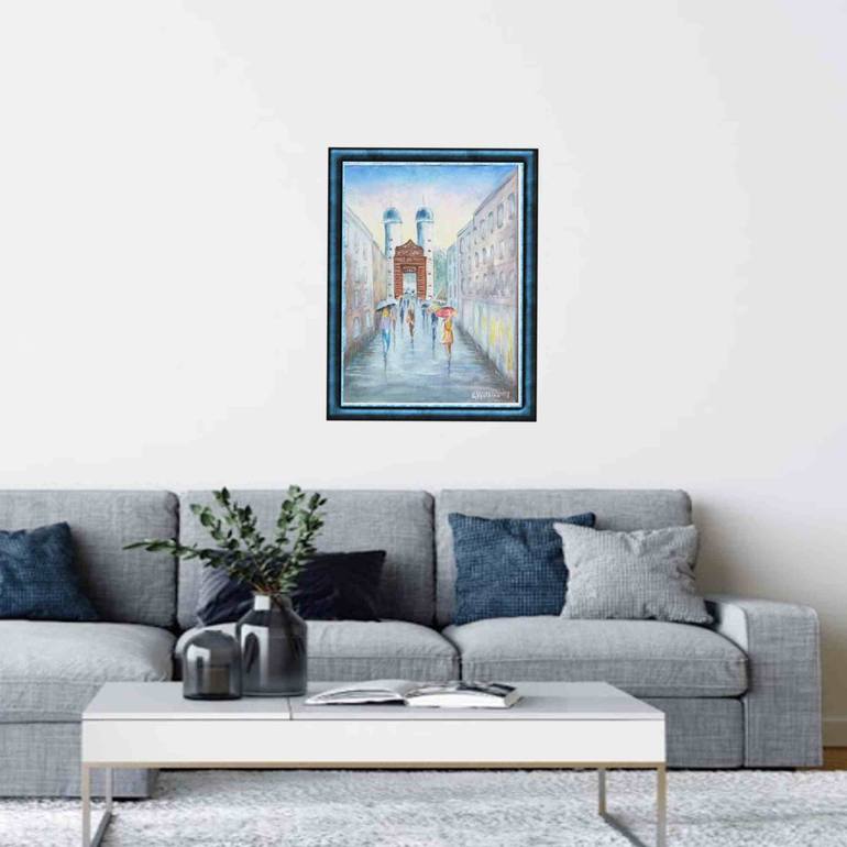 Original Illustration Cities Painting by Elena Vyatkina