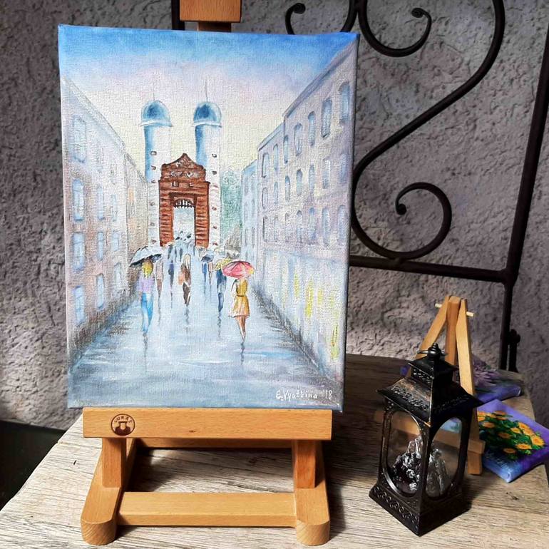 Original Illustration Cities Painting by Elena Vyatkina