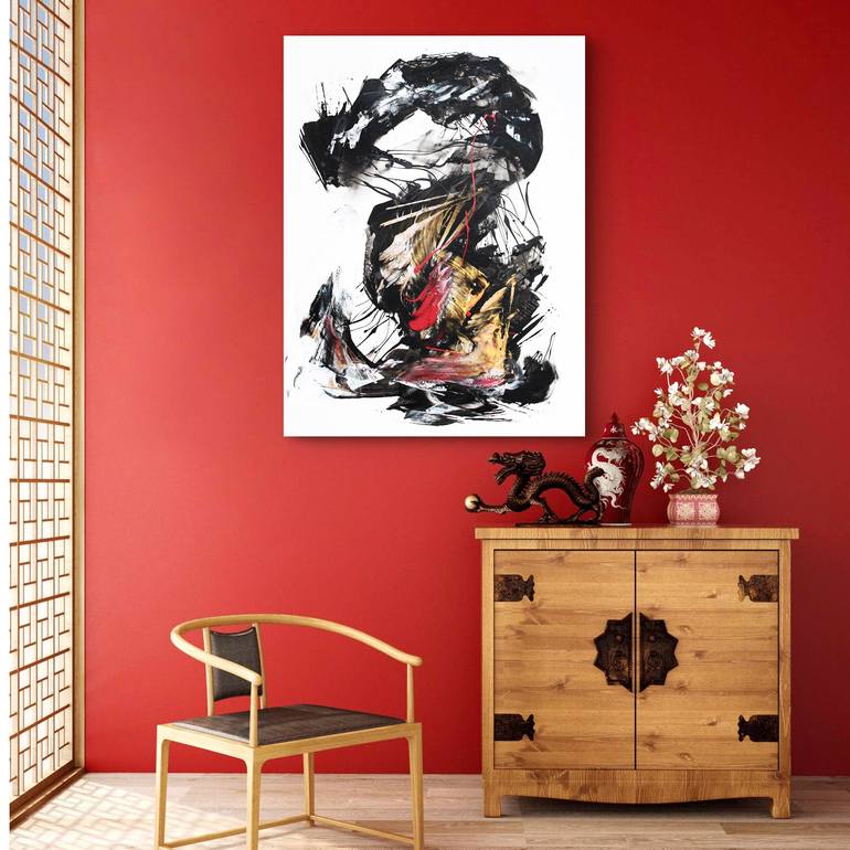 Original Art Deco Abstract Painting by Paresh Nrshinga Frsa