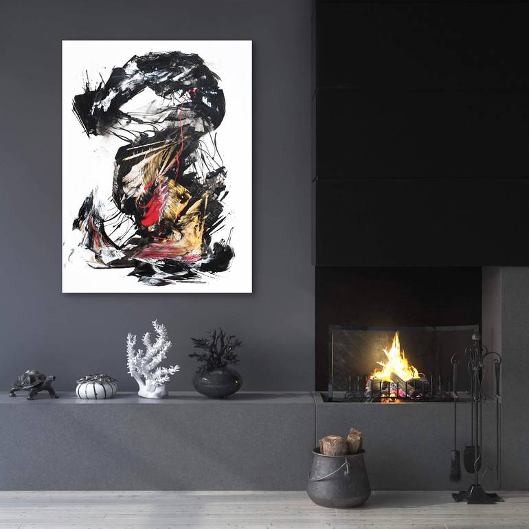 Original Art Deco Abstract Painting by Paresh Nrshinga Frsa