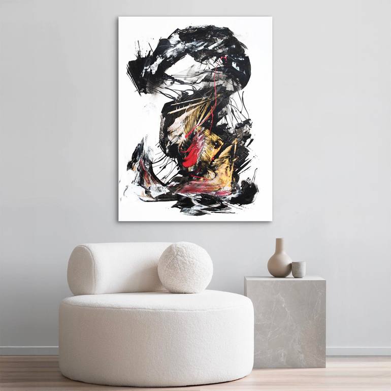 Original Art Deco Abstract Painting by Paresh Nrshinga Frsa