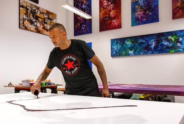 Original Abstract Expressionism Abstract Painting by Paresh Nrshinga Frsa