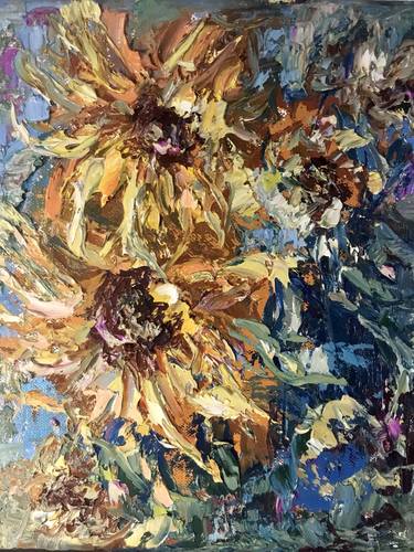 Sunflowers original oil painting on canvas thumb