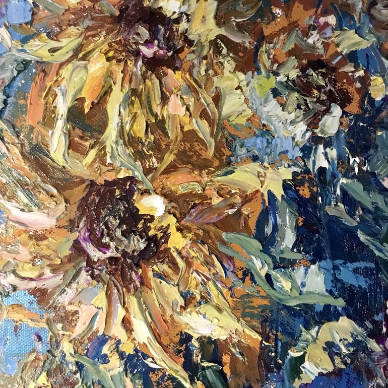 Original Abstract Floral Painting by Raissa Leonova