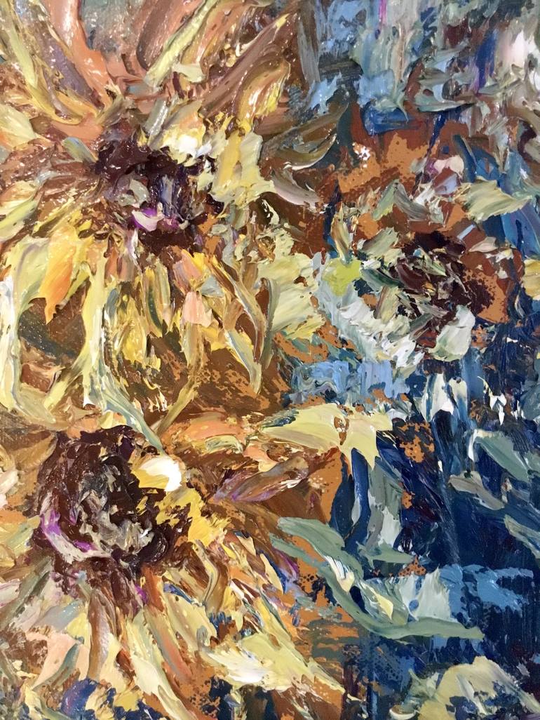 Original Abstract Floral Painting by Raissa Leonova