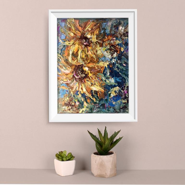 Original Abstract Floral Painting by Raissa Leonova