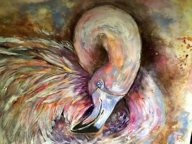 Flamingo ballet original watercolour painting thumb