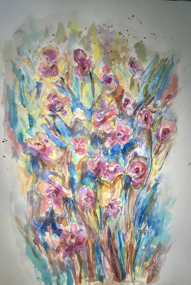 Print of Impressionism Floral Paintings by Raissa Leonova