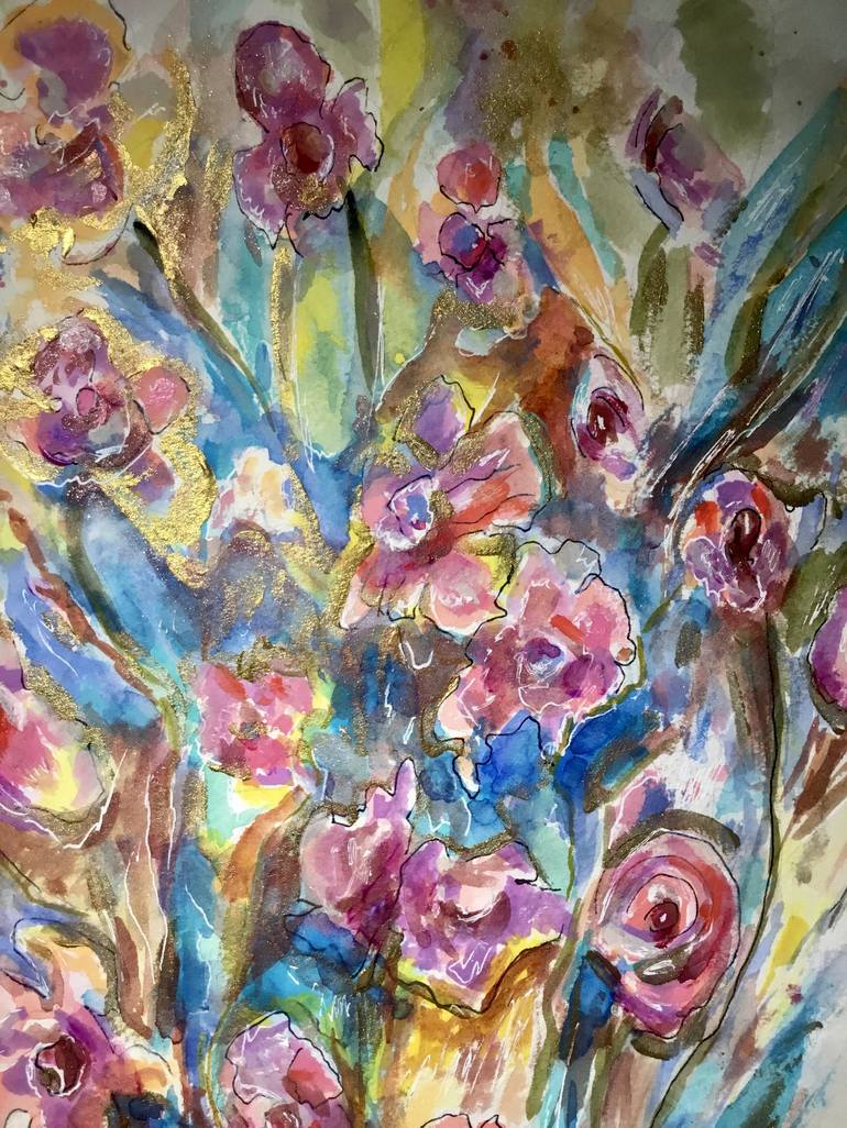 Original Impressionism Floral Painting by Raissa Leonova
