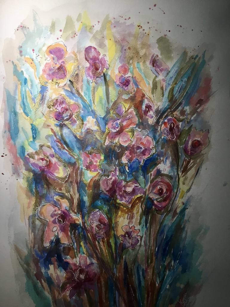 Original Floral Painting by Raissa Leonova