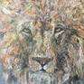 Lion textured oil painting