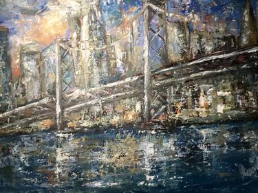 San Francisco at sunset fantasy oil painting thumb