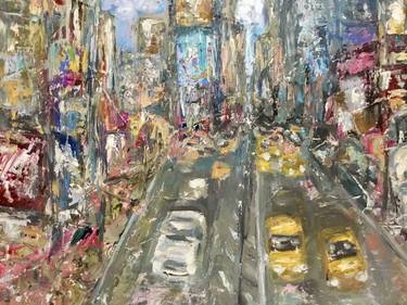 Original Abstract Expressionism Cities Paintings by Raissa Leonova