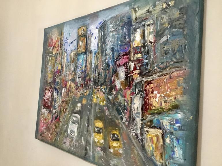 Original Abstract Expressionism Cities Painting by Raissa Leonova