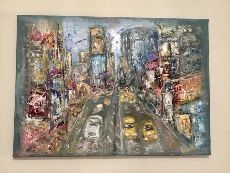 Original Abstract Expressionism Cities Painting by Raissa Leonova