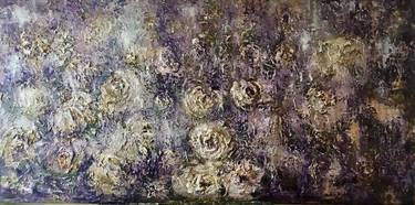 Floral galaxy oil painting on large canvas thumb