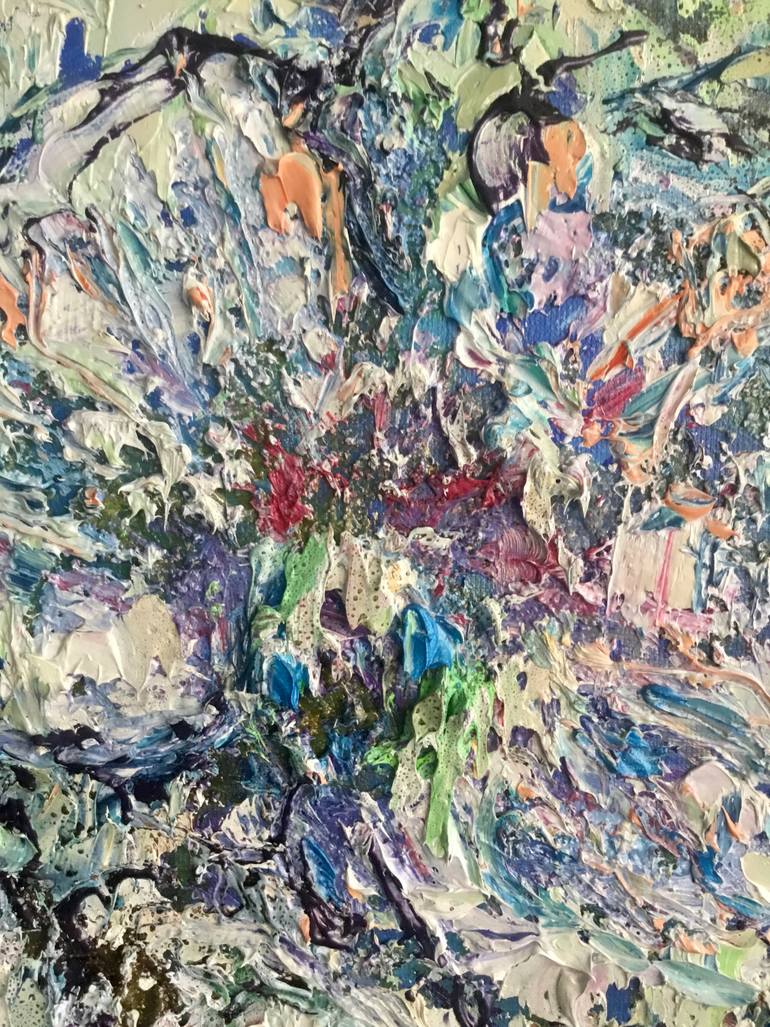 Original Abstract Floral Painting by Raissa Leonova