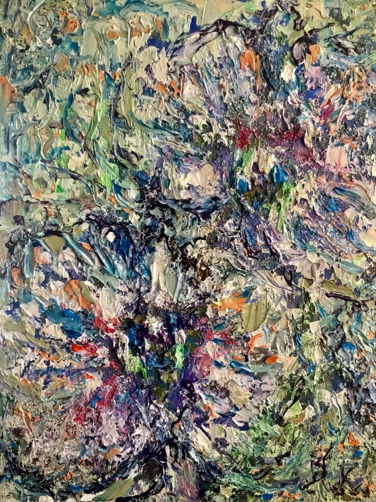 Original Abstract Floral Painting by Raissa Leonova