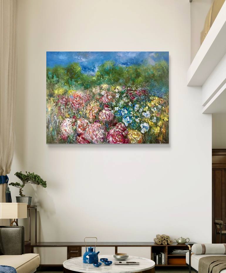 Original Impressionism Floral Painting by Raissa Leonova
