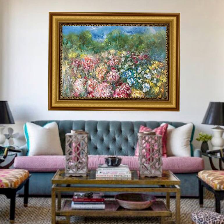 Original Impressionism Floral Painting by Raissa Leonova