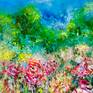 Floral landscape oil painting