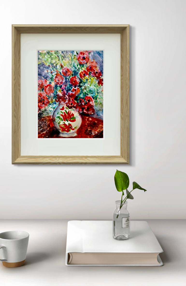 Original Impressionism Floral Painting by Raissa Leonova