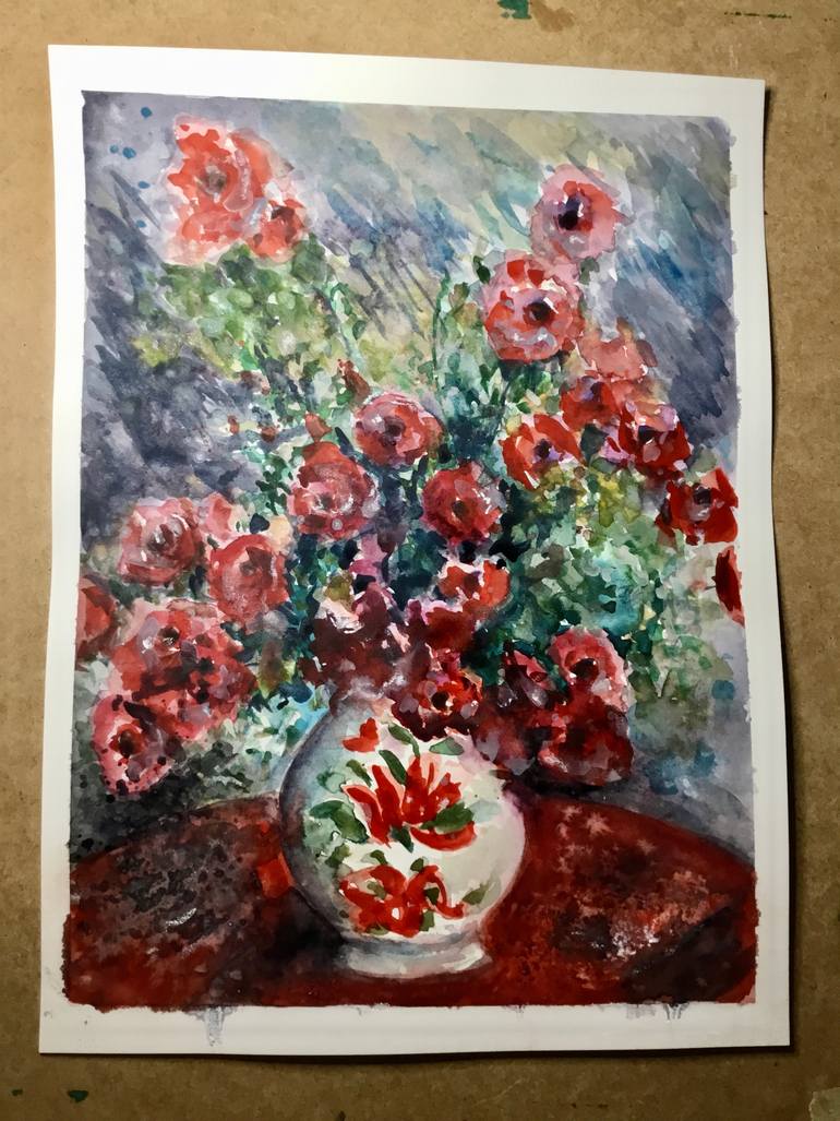Original Impressionism Floral Painting by Raissa Leonova
