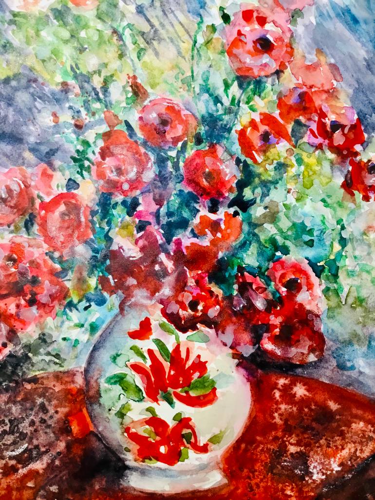 Original Impressionism Floral Painting by Raissa Leonova