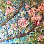 Magnolia Blossoms - Original Magnolia Oil Painting by Raissa Leonova