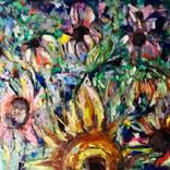 Original Impressionist Floral Oil Painting - Vibrant Sunflower by Raissa Leonova