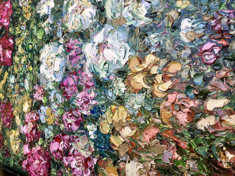 Original Abstract Floral Painting by Raissa Leonova