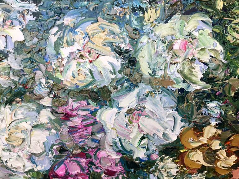 Original Abstract Floral Painting by Raissa Leonova