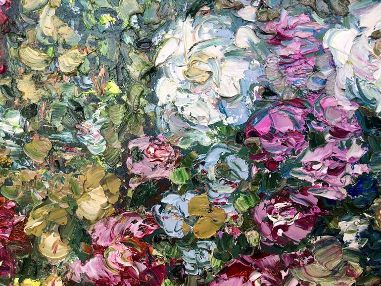 Original Abstract Floral Painting by Raissa Leonova