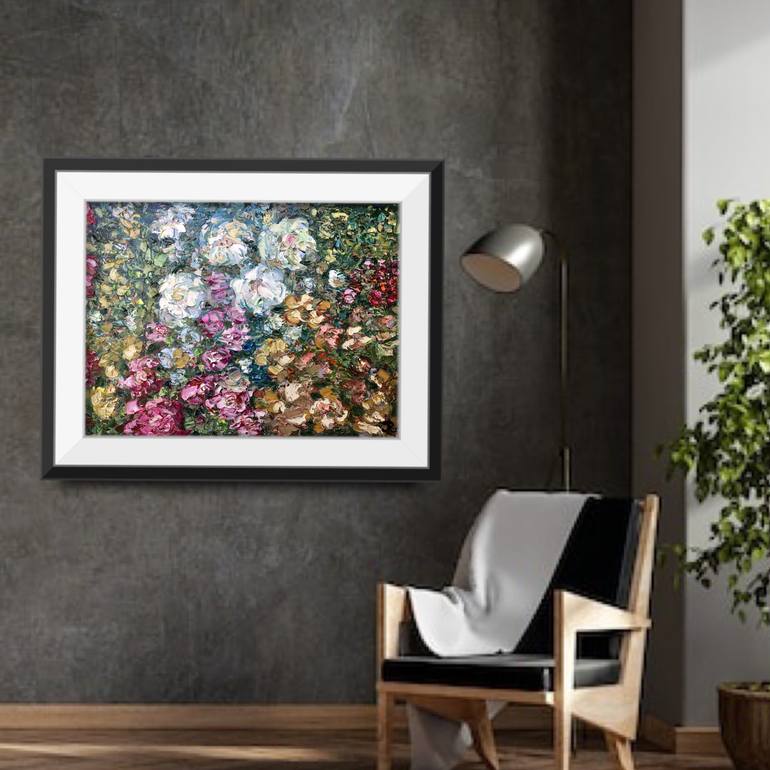 Original Abstract Floral Painting by Raissa Leonova