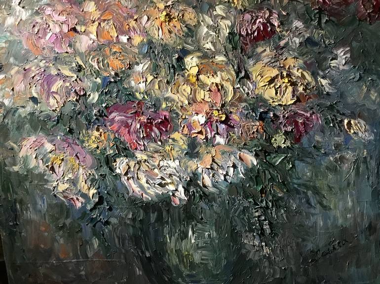 Original Impressionism Floral Painting by Raissa Leonova