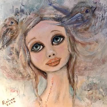 Lucky dreamer-fantasy woman doll with birds painting thumb