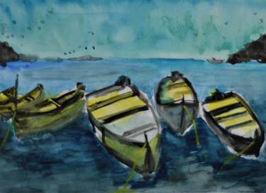 Original Boat Painting by Priti Pendharkar